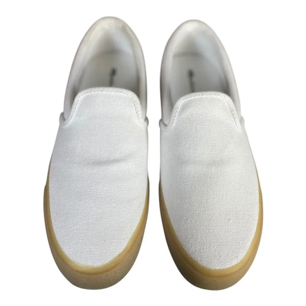Madewell Unisex Sidewalk Slip On Sneakers In Recycled Canvas With Gum Bottoms